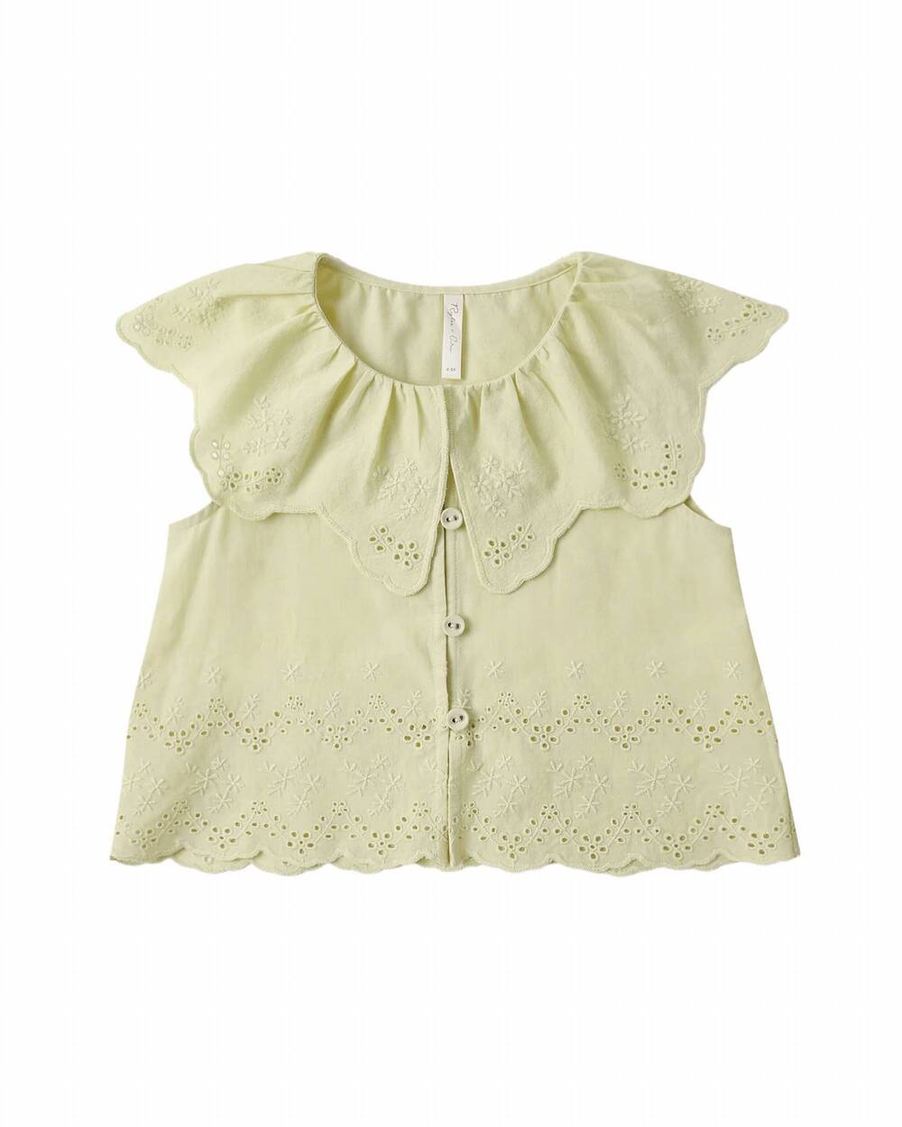 NEW RYLEE + CRU girl's remi blouse in citron